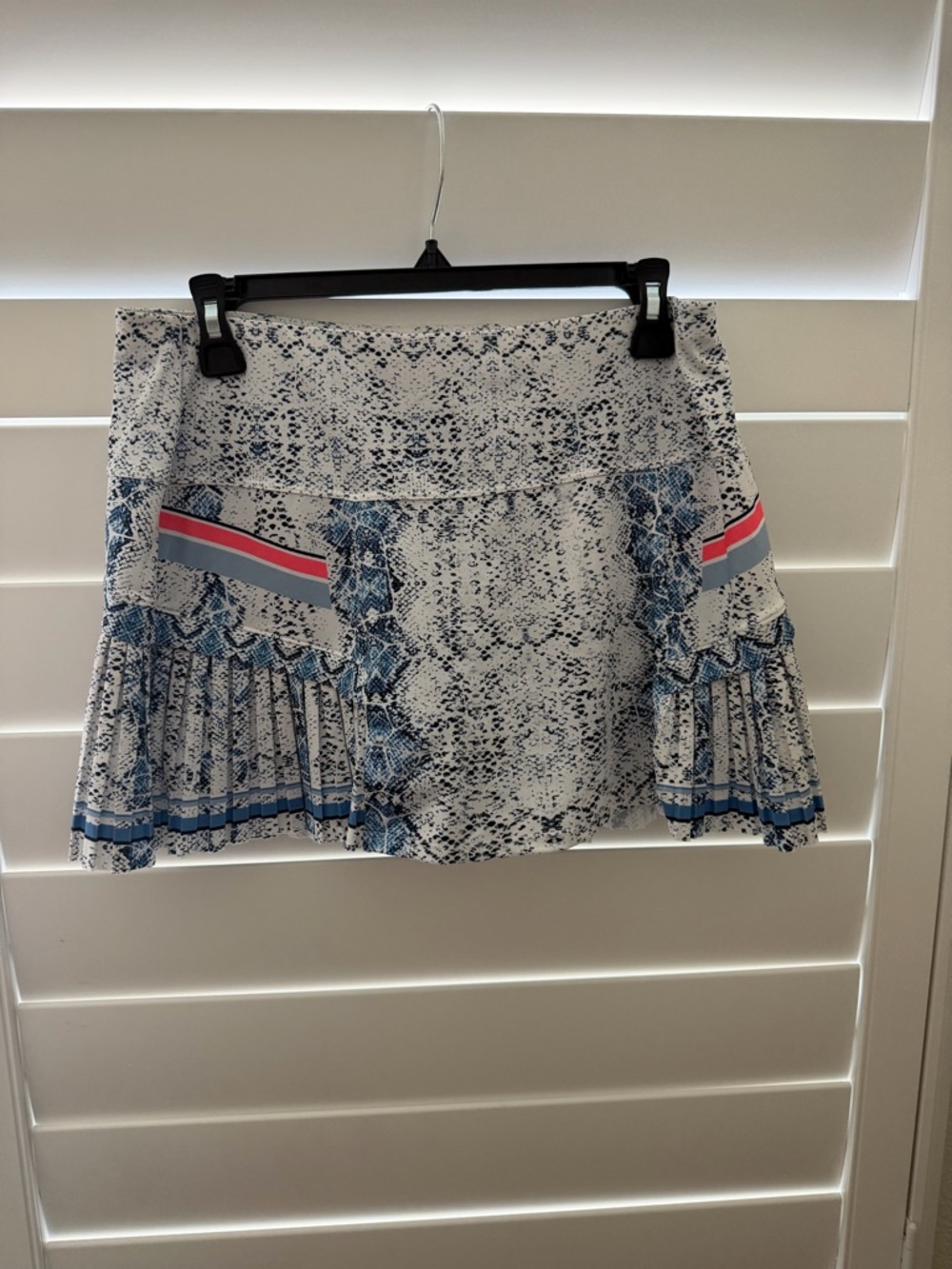 Lucky in Love Blue Snake-Print Mini Skirt/shorts attached with Pink Stripe